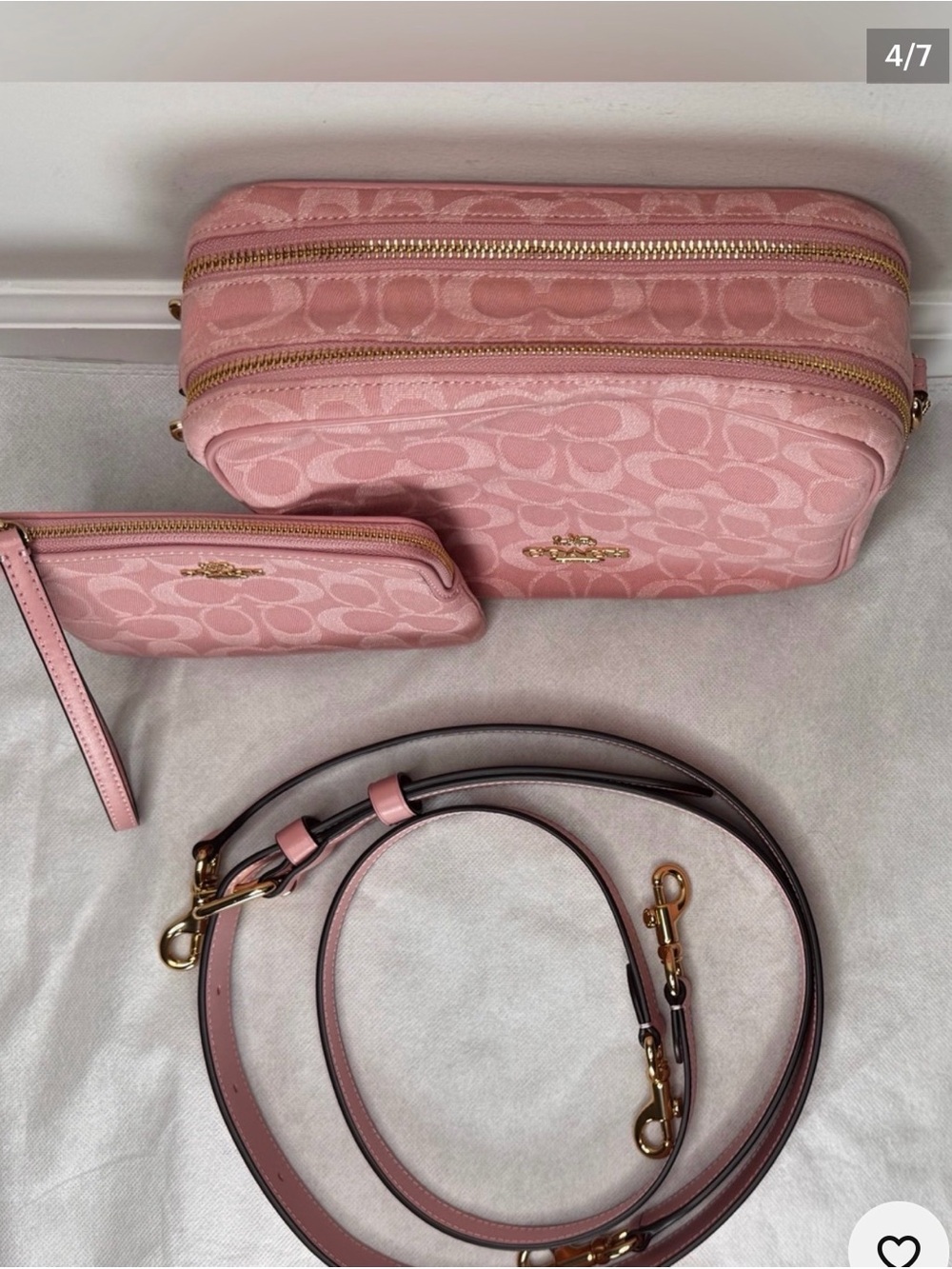 Coach Carey Shoulder/Crossbody Bag In Signature Denim/Gold/Light Pink CER69 - Picture 3 of 16
